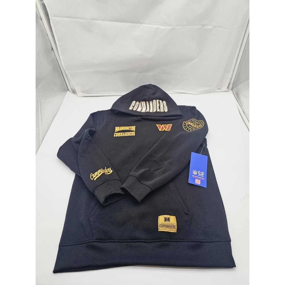 Ultra Game Washington Commanders Hoodie Kids 14-16 Black New NFL Fleece Pullover